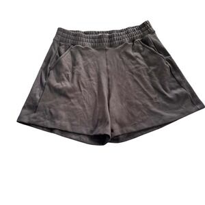 AYR Womens Black Pima Cotton Modal Lounge Shorts Elastic Waist Pockets XL